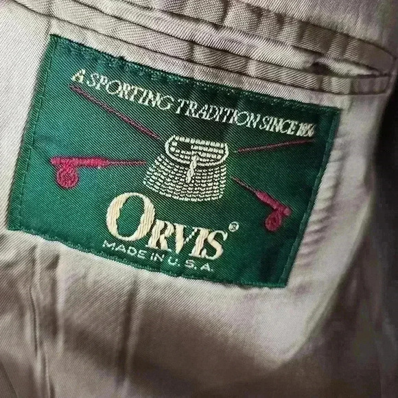 Vintage Orvis Jacket Mens 42L Sport Coat Blazer Camel Wool Made USA Tan - Picture 3 of 5